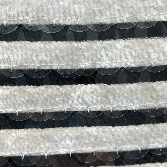 J.Crew Broken-in Jersey Black & Ivory Striped T-shirt Sequins 100% Cotton Large - Picture 15 of 15